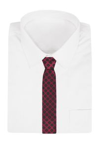Krawat Męski - Angelo di Monti - Ciemna Malina w Duże Grochy. Kolor: czerwony. Materiał: tkanina. Wzór: grochy. Styl: elegancki, wizytowy
