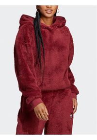 Adidas - adidas Bluza Essentials+ Fluffy Teddy Hoodie HY1719 Czerwony Loose Fit. Kolor: czerwony. Materiał: syntetyk
