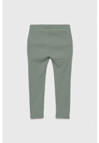 GAP legginsy dziecięce kolor zielony gładkie. Kolor: zielony. Materiał: dzianina. Wzór: gładki #2