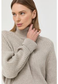 Marc O'Polo sweter wełniany damski kolor szary z golfem. Typ kołnierza: golf, polo. Kolor: szary. Materiał: wełna. Długość rękawa: raglanowy rękaw #2