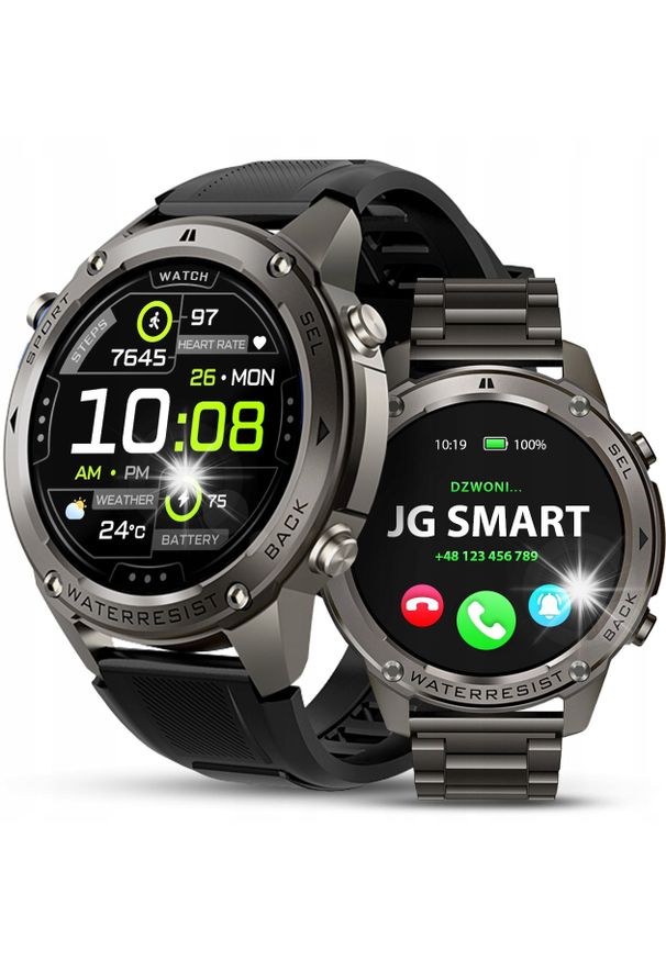 Smartwatch JG Smart ZEGAREK SMARTWATCH MĘSKI WODOODPORNY ROZMOWY MENU PL SPORT GPS SMART WATCH. Rodzaj zegarka: smartwatch. Styl: sportowy