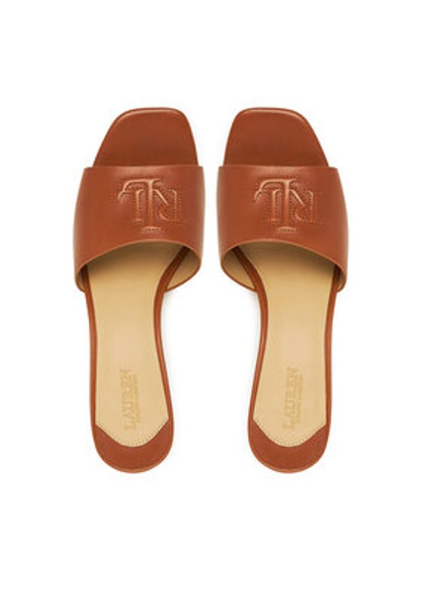 Lauren Ralph Lauren - LAUREN RALPH LAUREN Klapki Everley Block-Heel 802974364002 Brązowy. Kolor: brązowy. Materiał: skóra