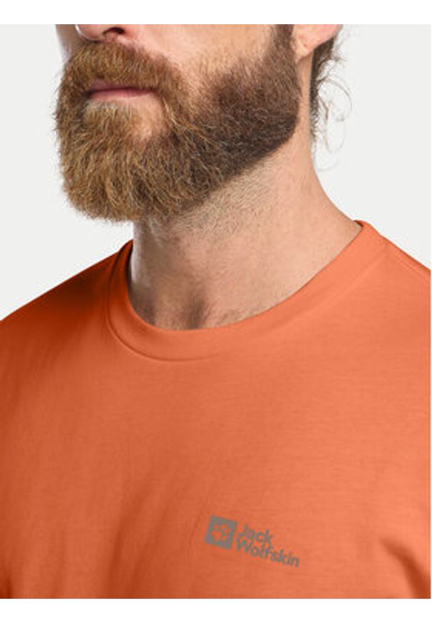 Jack Wolfskin T-Shirt Essential 1808382 Pomarańczowy Regular Fit. Kolor: pomarańczowy. Materiał: bawełna