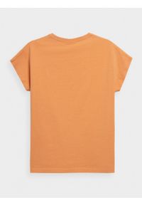 outhorn - T-shirt z nadrukiem damski - pomarańczowy. Okazja: na co dzień. Kolor: pomarańczowy. Materiał: bawełna, jersey. Wzór: nadruk. Styl: casual, klasyczny