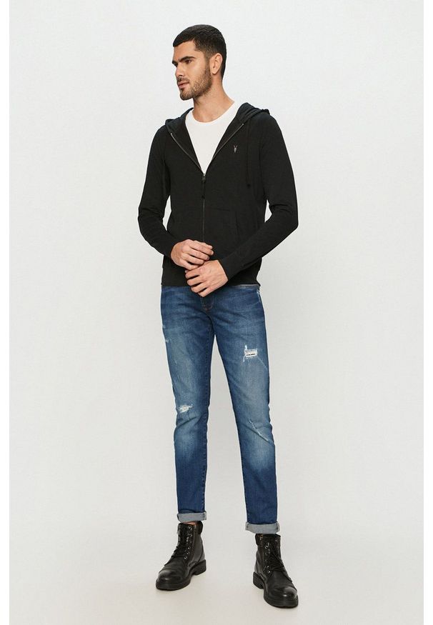 AllSaints - Bluza Brace Hoody. Okazja: na co dzień. Typ kołnierza: kaptur. Kolor: czarny. Materiał: dzianina. Styl: casual