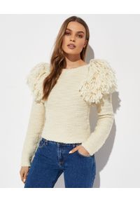 ISABEL MARANT - Wełniany sweter z frędzlami Sully. Kolor: beżowy. Materiał: wełna. Długość rękawa: długi rękaw. Długość: długie. Wzór: aplikacja #10
