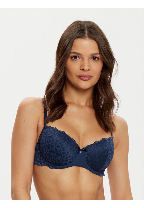 Hunkemöller Biustonosz z fiszbiną Marine 206322 Granatowy. Kolor: niebieski. Materiał: syntetyk