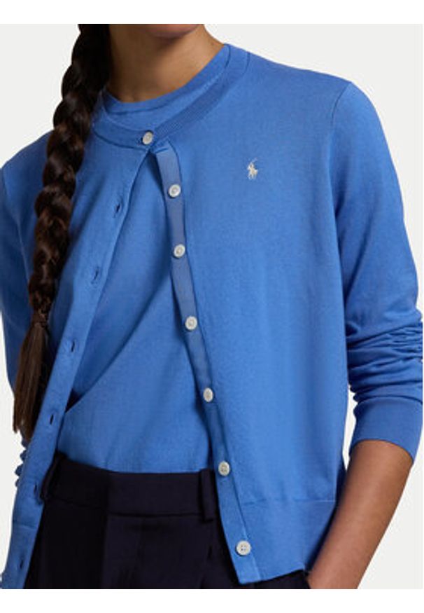 Polo Ralph Lauren Kardigan 211891672025 Niebieski Regular Fit. Typ kołnierza: polo. Kolor: niebieski. Materiał: bawełna