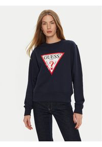 Guess Bluza W2YQ16 KBA11 Granatowy Regular Fit. Kolor: niebieski. Materiał: bawełna #1