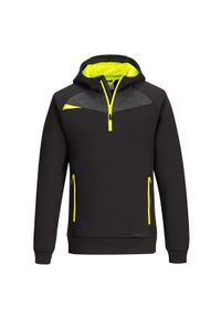 Portwest - Bluza Z Kapturem Męska Krótki Suwak DX4. Typ kołnierza: kaptur. Kolor: czarny. Długość: krótkie