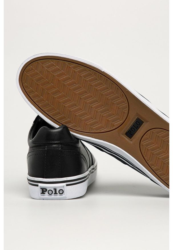 Polo Ralph Lauren - Buty skórzane. Nosek buta: okrągły. Zapięcie: sznurówki. Kolor: czarny. Materiał: skóra