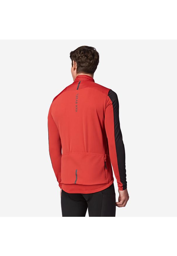 VAN RYSEL - Koszulka rowerowa szosowa Van Rysel EDR długi rękaw. Kolor: czarny, czerwony, wielokolorowy. Materiał: polar, materiał. Długość rękawa: długi rękaw. Długość: długie. Sezon: zima. Sport: kolarstwo, wspinaczka
