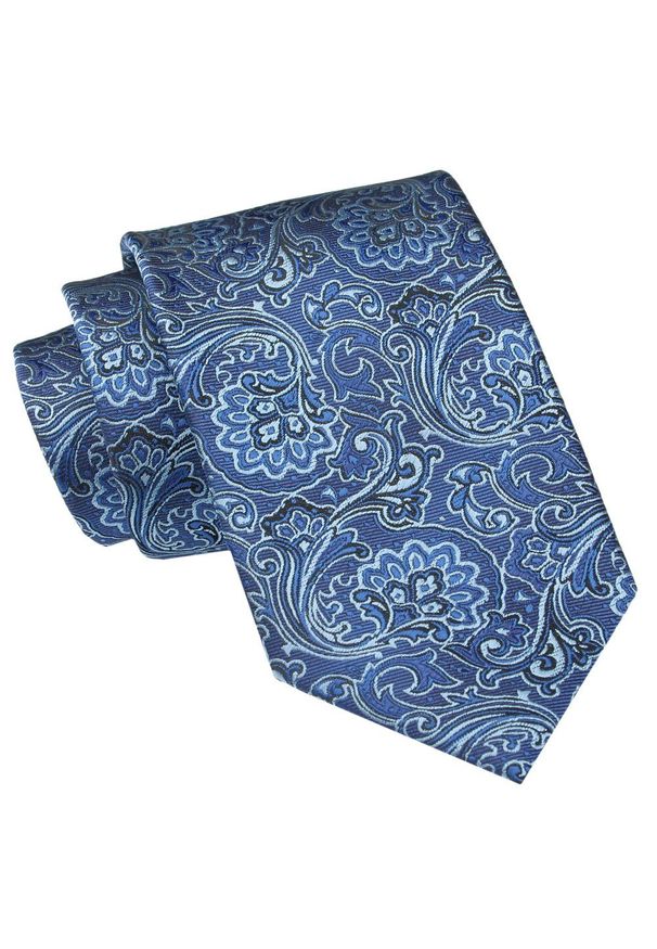 Męski Krawat Angelo di Monti - Niebieski, Wzór Kwiatowy. Kolor: niebieski. Materiał: tkanina. Wzór: kwiaty. Styl: elegancki, wizytowy