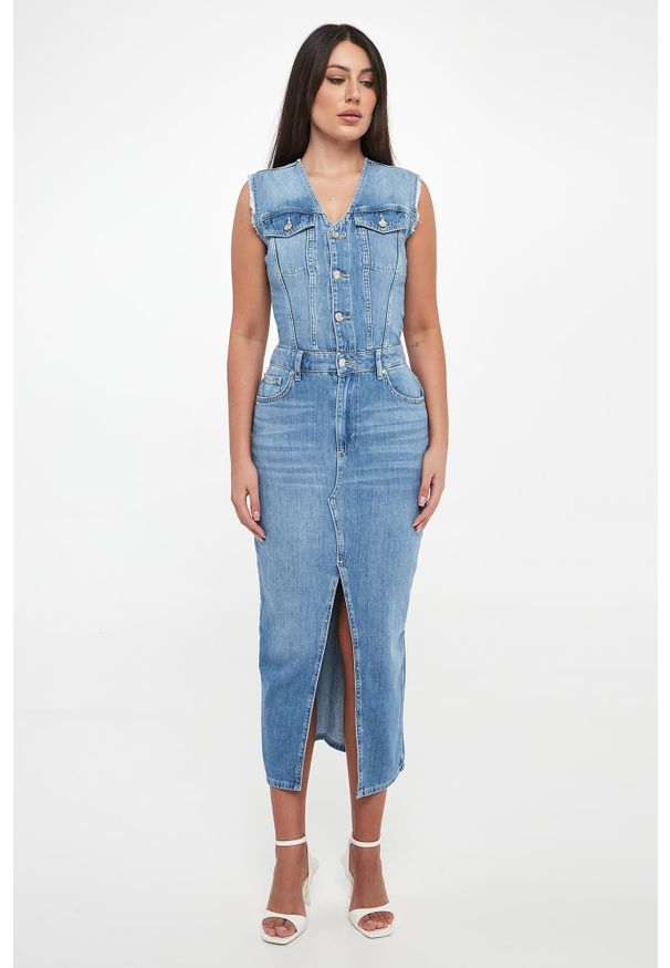 Liu Jo - Sukienka jeansowa midi LIU JO. Materiał: jeans. Długość: midi