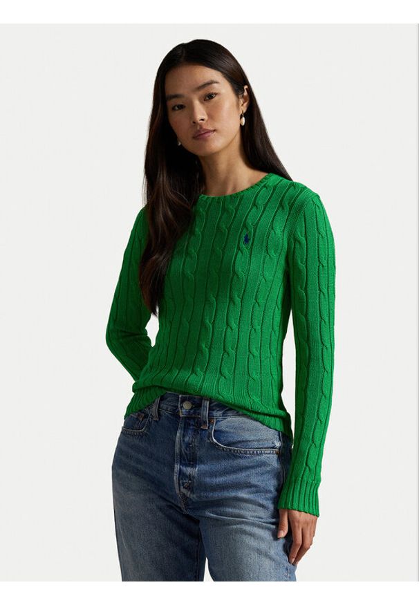 Polo Ralph Lauren Sweter 211971869011 Zielony Slim Fit. Typ kołnierza: polo. Kolor: zielony. Materiał: bawełna