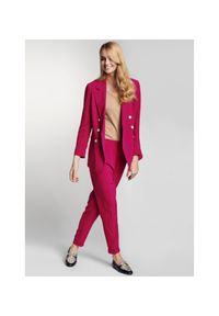 Ochnik - Eleganckie różowe spodnie damskie. Kolor: różowy. Materiał: poliester. Styl: elegancki #4