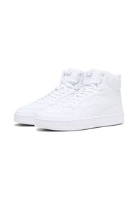 Puma - Sneakersy Caven 2.0 Mid PUMA White Silver Metallic. Kolor: szary, biały, wielokolorowy. Materiał: guma, syntetyk, tkanina, materiał. Sezon: lato. Sport: turystyka piesza