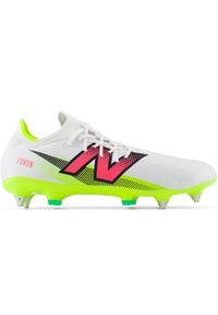 Korki męskie New Balance FURON PRO SG V7+ SF1SH75 – białe. Zapięcie: sznurówki. Kolor: biały. Materiał: syntetyk, włókno, materiał. Szerokość cholewki: normalna. Sport: piłka nożna