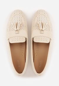 Born2be - Beżowe Ażurowe Mokasyny VICES Ozdobione Frędzlami Catiana. Okazja: na co dzień, do pracy. Kolor: beżowy. Materiał: jeans. Wzór: ażurowy, aplikacja. Styl: casual, elegancki #8