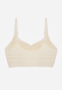 Born2be - Jasnobeżowy Bezszwowy Biustonosz Bez Fiszbin z Elastycznego Materiału Edalith. Kolor: beżowy. Materiał: materiał #7