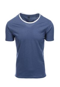 Ombre Clothing - T-shirt męski bawełniany - niebieski V3 S1385 - XXL. Kolor: niebieski. Materiał: bawełna. Styl: klasyczny #4