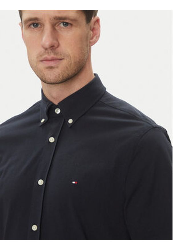 TOMMY HILFIGER - Tommy Hilfiger Koszula Performance MW0MW38663 Granatowy Regular Fit. Kolor: niebieski. Materiał: syntetyk