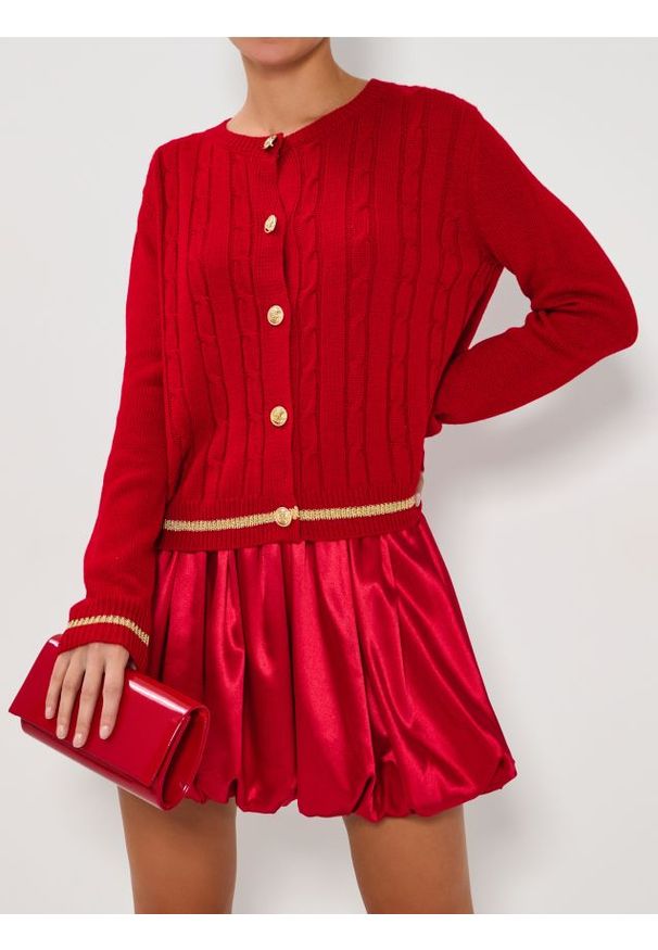 Sinsay - Rozpinany sweter na guziki - czerwony. Kolor: czerwony