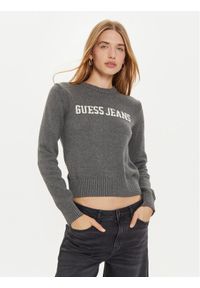 Guess Jeans Sweter W4BR10 Z3HM1 Szary Regular Fit. Kolor: szary. Materiał: bawełna