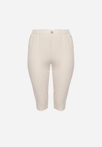 Born2be - Beżowe Spodnie z Gumką w Pasie 7/8 Tenimira. Okazja: na co dzień, na spacer. Kolekcja: plus size. Kolor: beżowy. Styl: klasyczny, elegancki, casual