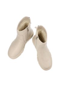 Beżowe Botki Cambell Stylowe Obuwie Damskie Na Platformie. Zapięcie: zamek. Kolor: beżowy. Materiał: skóra. Obcas: na platformie. Styl: elegancki #8