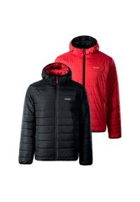 Hi-tec - Kurtka Ocieplana Męska Pikowanie Halden. Kolor: czarny, czerwony, wielokolorowy. Materiał: puch. Sport: turystyka piesza #1