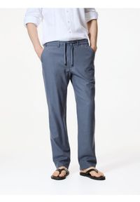 Reserved - Spodnie chino regular fit - granatowy. Kolor: niebieski. Materiał: tkanina, len #1