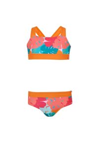 Regatta - Dziewczęcy Komplet Bikini Dakaria III Tropical Leaves. Kolor: różowy, niebieski, wielokolorowy, pomarańczowy #1