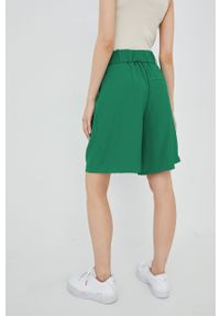 only - Only szorty damskie kolor zielony gładkie high waist. Okazja: na co dzień. Stan: podwyższony. Kolor: zielony. Materiał: tkanina. Wzór: gładki. Styl: casual #4