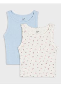 Sinsay - Koszulki na ramiączkach z domieszką wiskozy 2 pack - wielobarwny. Materiał: wiskoza. Długość rękawa: na ramiączkach #1