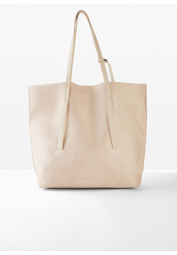 bonprix - Torba shopper. Kolor: beżowy. Materiał: skórzane
