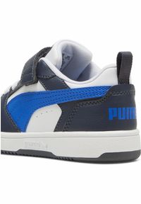 Puma - Dziecięce sneakersy PUMA Rebound V6 Lo PUMA White Hyperlink Blue Galactic Gray. Kolor: biały, wielokolorowy, niebieski, szary