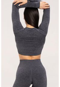 GYM GLAMOUR - Koszulka fitness damska Gym Glamour z długim rękawem seamless. Kolor: szary. Długość rękawa: długi rękaw. Długość: długie. Styl: glamour
