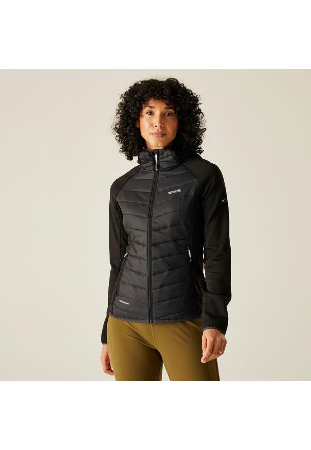 Kurtka turystyczna damska Regatta Andreson hybrydowa. Kolor: czarny. Materiał: puch. Sport: turystyka piesza