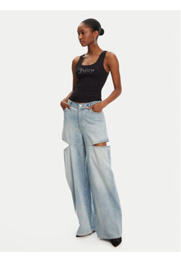 Juicy Couture Top Racer JCWLV125305 Czarny Slim Fit. Kolor: czarny. Materiał: bawełna