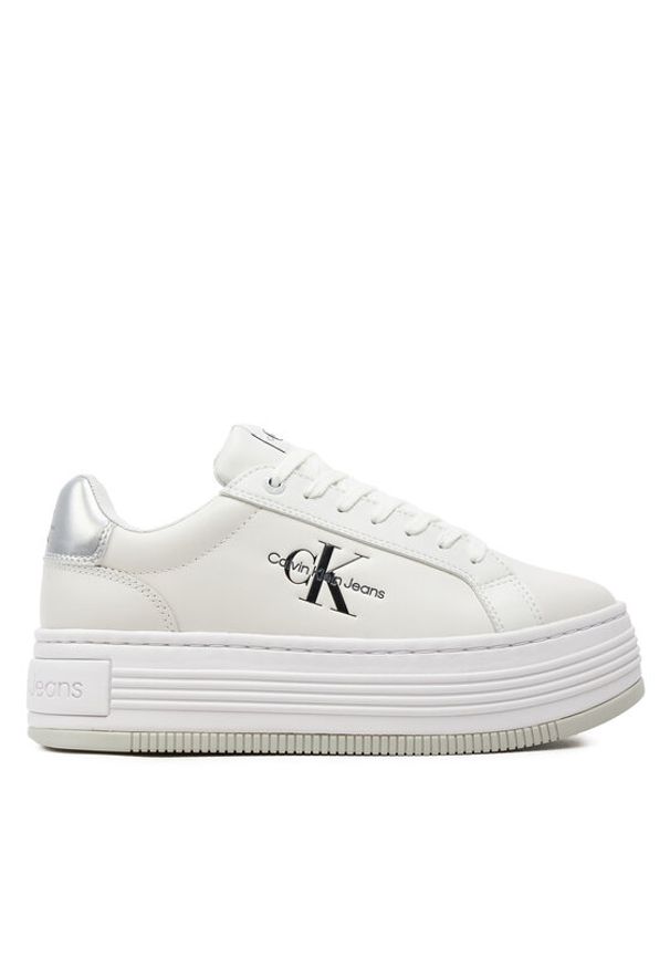 Calvin Klein Jeans Sneakersy Bold Platf Low Lace Lth Ml Mtl YW0YW01516 Biały. Kolor: biały. Materiał: skóra