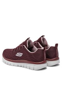 skechers - Skechers Sneakersy Get Connected 12615/WINE Bordowy. Kolor: czerwony. Materiał: materiał #7