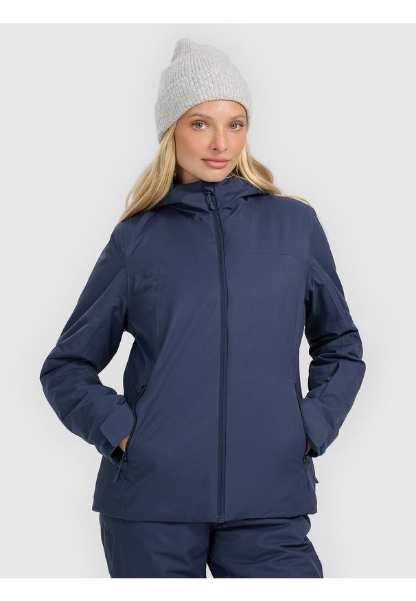 4f - 4F Kurtka narciarska membrana 5000 damska - granatowa S. Okazja: na co dzień. Typ kołnierza: kaptur. Kolor: niebieski. Materiał: dzianina, tkanina, syntetyk, materiał, poliester. Sezon: zima. Styl: casual, klasyczny, sportowy