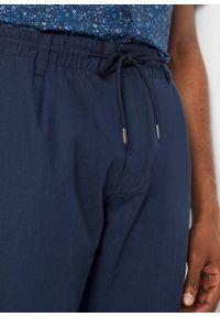 bonprix - Spodnie ze sznurkiem w pasie, z przewiewnej mieszanki lnu o prostych nogawkach i kroju relaxed fit. Kolor: niebieski. Materiał: len, materiał #3