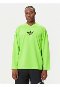 Adidas - adidas Longsleeve adicolor Mesh JW8379 Zielony Regular Fit. Kolor: zielony. Materiał: syntetyk. Długość rękawa: długi rękaw