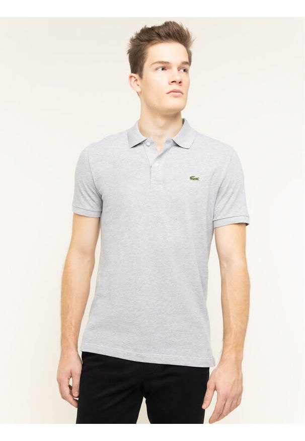 Lacoste Polo PH4012 Szary Slim Fit. Typ kołnierza: polo. Kolor: szary. Materiał: bawełna