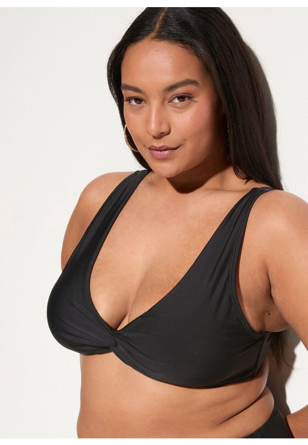 bonprix - Figi bikini shape, lekki stopień modelowania sylwetki. Kolor: czarny. Materiał: materiał