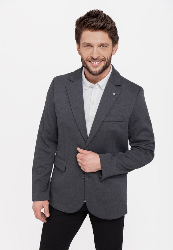 Volcano - Marynarka casual JB-ANTON. Okazja: na co dzień. Materiał: dzianina, materiał. Wzór: melanż. Styl: casual