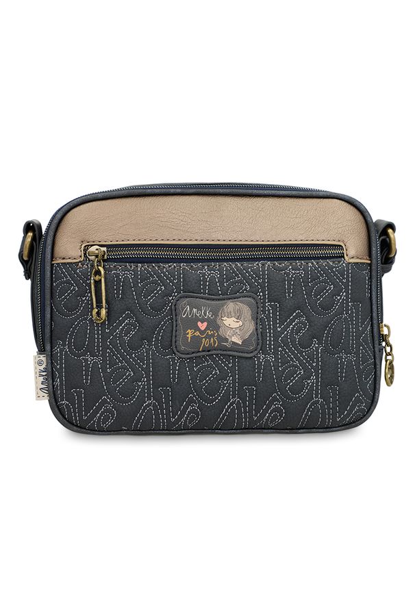 Beżowa Torebka Anekke Stylowa Damska Listonoszka. Kolor: beżowy. Wzór: aplikacja. Materiał: zdobione. Styl: elegancki. Rodzaj torebki: na ramię