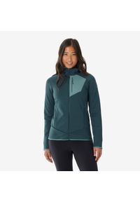 quechua - Polar turystyczny damski Quechua MH500 zamek. Kolor: niebieski, zielony, wielokolorowy. Materiał: polar. Sport: turystyka piesza